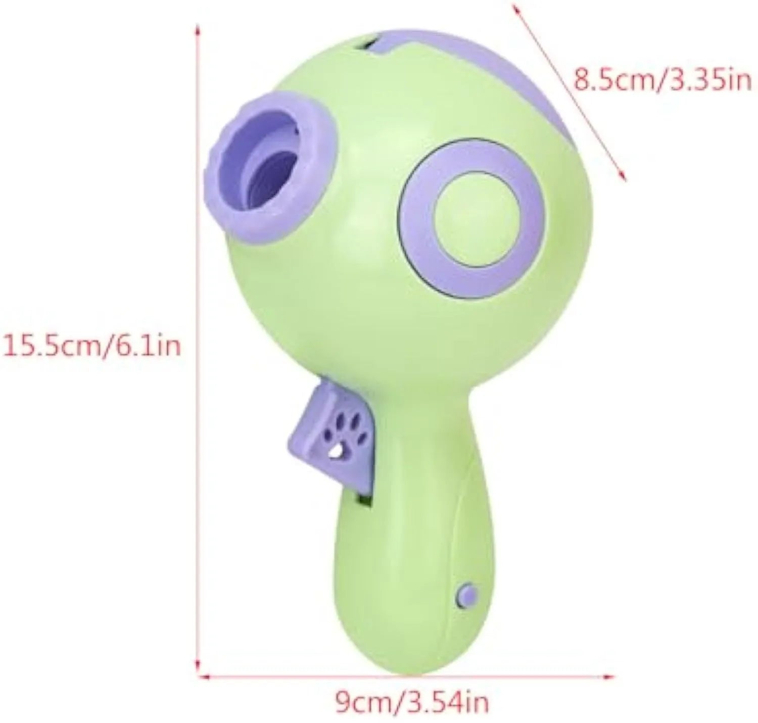 15.5cm green dog treat launcher toy with remote feeding function on wooden floor