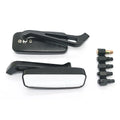 Pair of motorcycle rearview mirrors with glass surface and aluminium alloy cover in retro decor setting