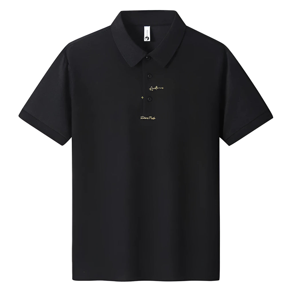 Men's loose fit cotton T-shirt with a letter pattern, shown in one of six available colours.