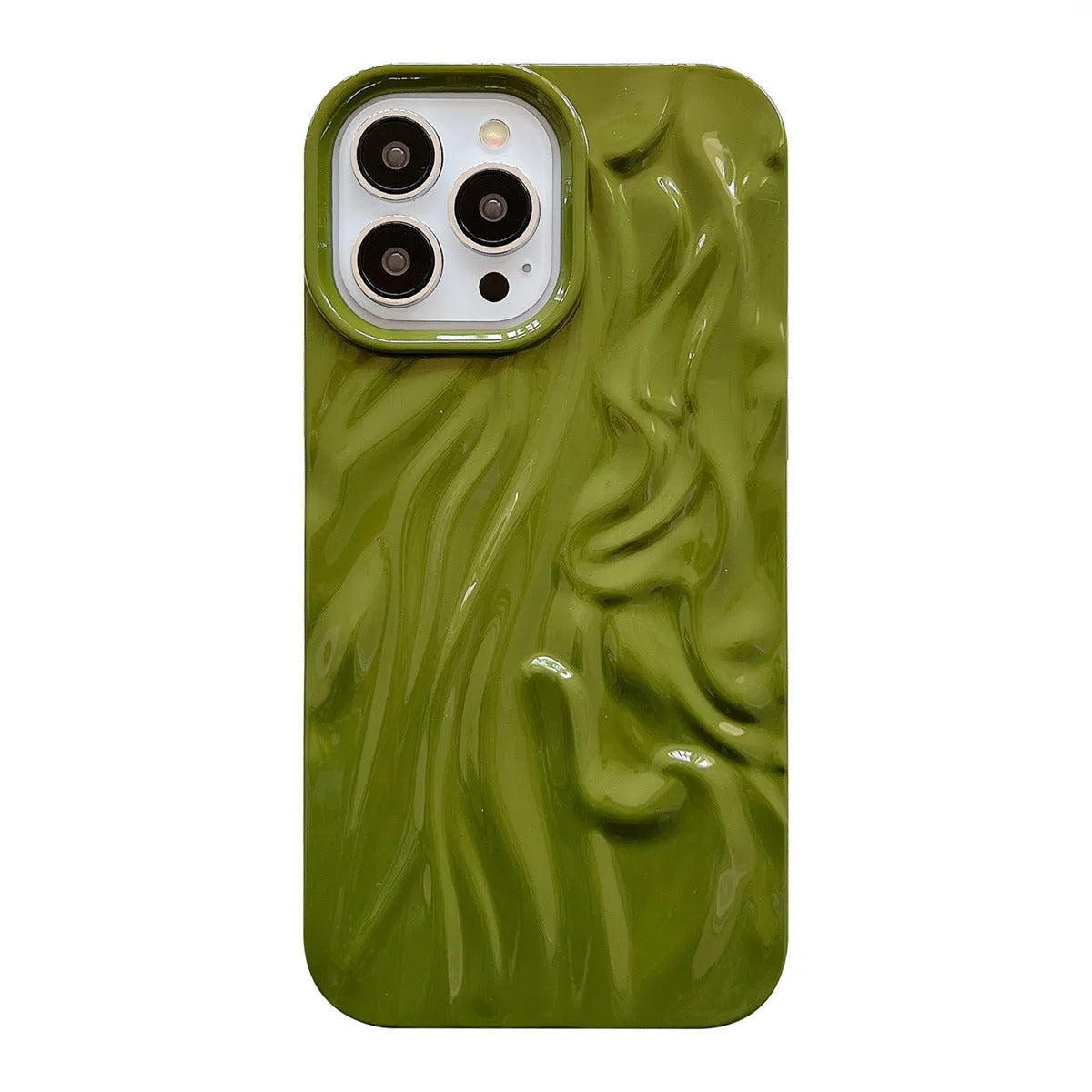 Milky white TPU water ripple phone case with oil-fill texture for iPhone 14 Pro Max