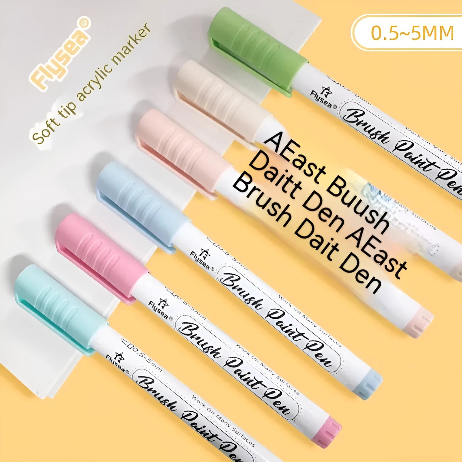 Set of soft head gouache pens with pressure-free acrylic tips for hand accounting and art projects
