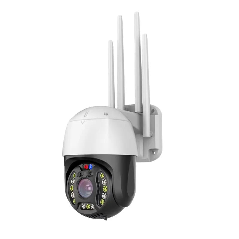 Outdoor dome security camera with 360-degree rotation on wall mount