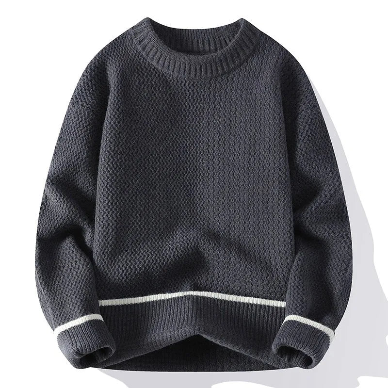 Men's loose pullover sweater round neck long sleeve chemical fibre blend autumn casual wear