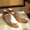 British handmade men's leather loafers in beige, black, brown, dark brown and white colours