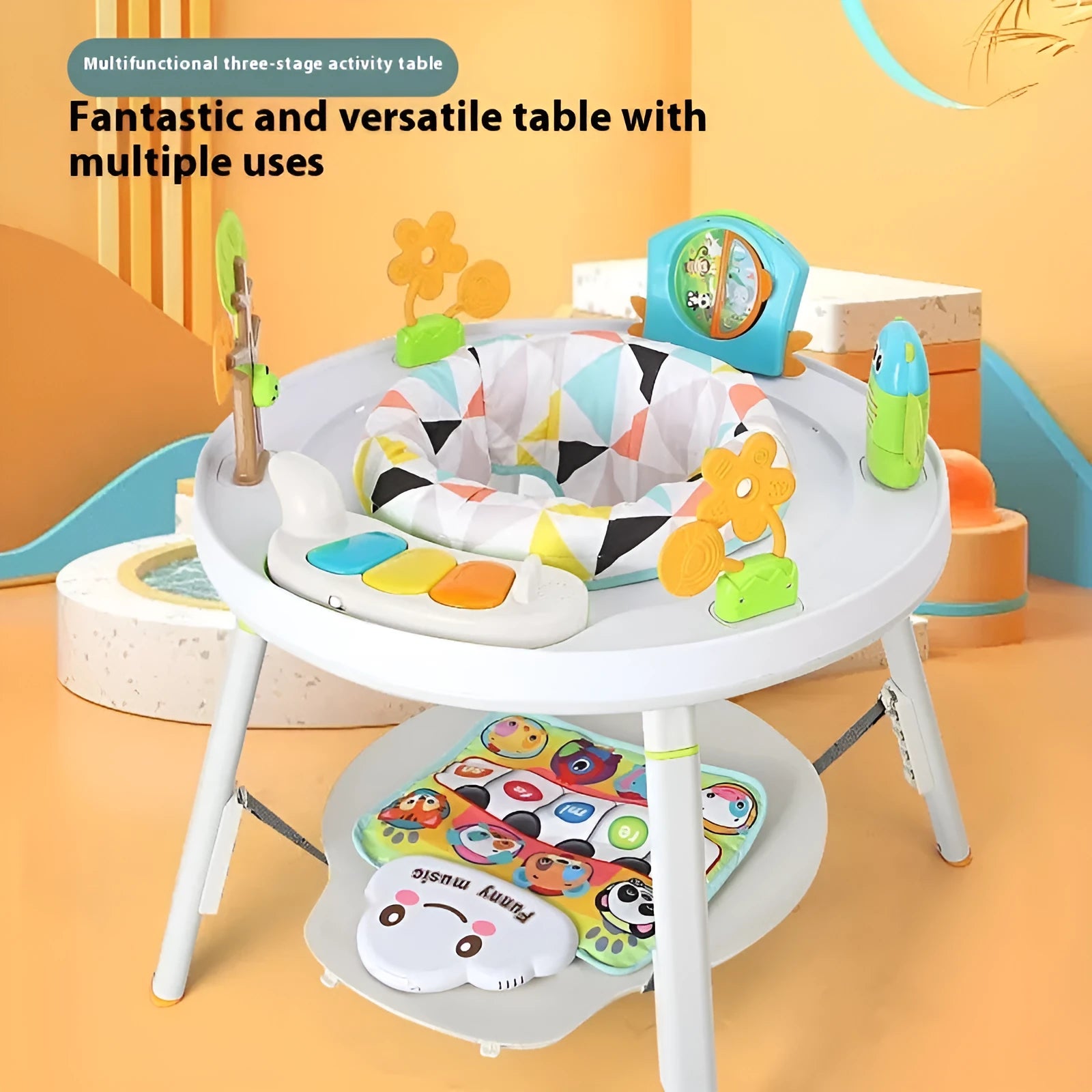Three-in-one plastic baby jumping chair gymnastic rack in duck or lion styles for developmental play.