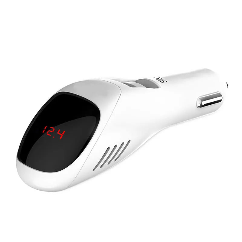 White car USB charger with negative ion purifier for cigarette lighter socket