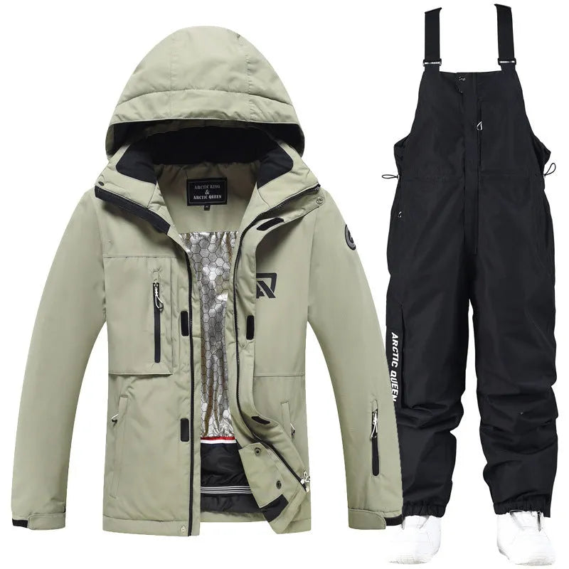 Men's and women's winter ski suit in blue colour with waterproof windproof construction for snow sports
