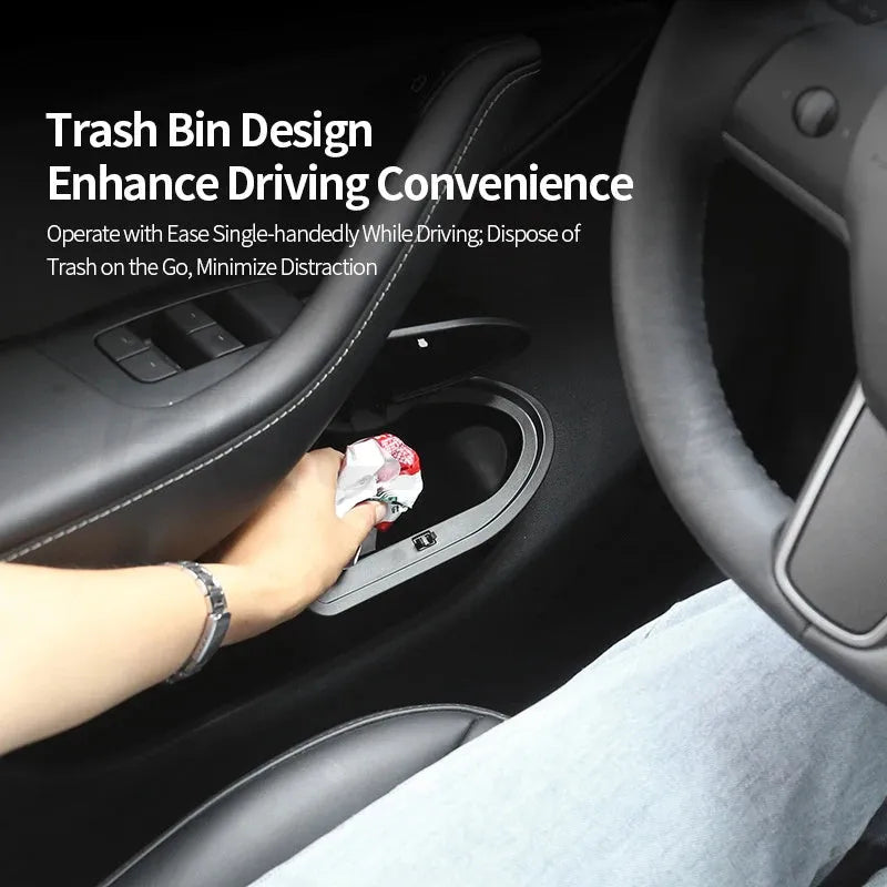 Black ABS car door storage containers for Tesla Model Y front doors