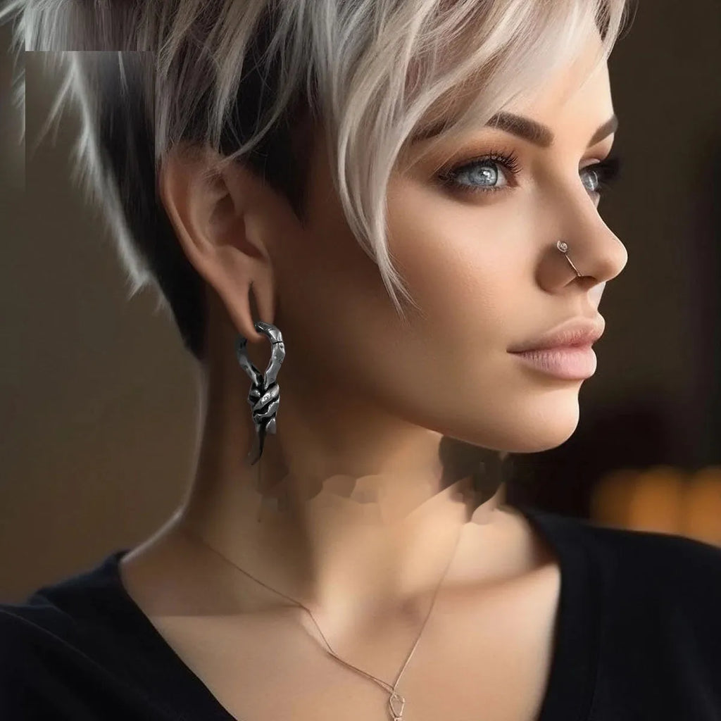 Creative Bends And Hitches 4mm copper piercing earrings with retro bending design
