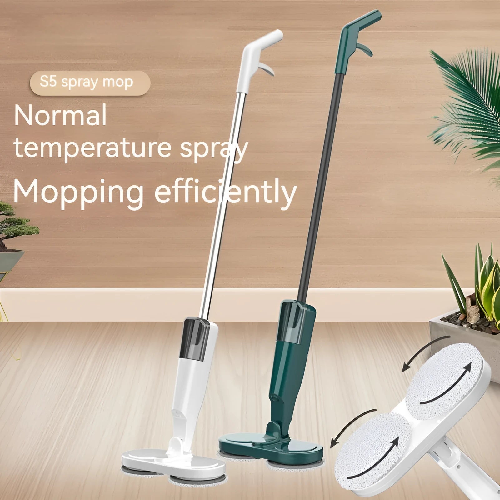 Wireless sweeping and mopping machine in S5 Green colour with USB charging port