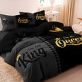 Three Piece Crown English digital printed quilt cover set in light gray on bed