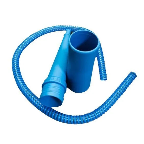 Blue plastic suction pipe for vacuum cleaners, 114cm long with a round head, for washing machine and dryer cleaning.