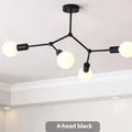 Nordic minimalist iron chandelier ceiling lamp in black or white with multiple light heads