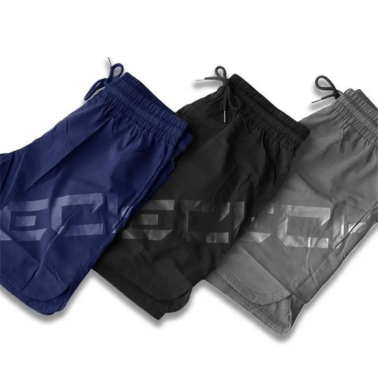 Men's elastic thin training running shorts in quick-drying chemical fibre blend fabric, knee-length design with mid waist