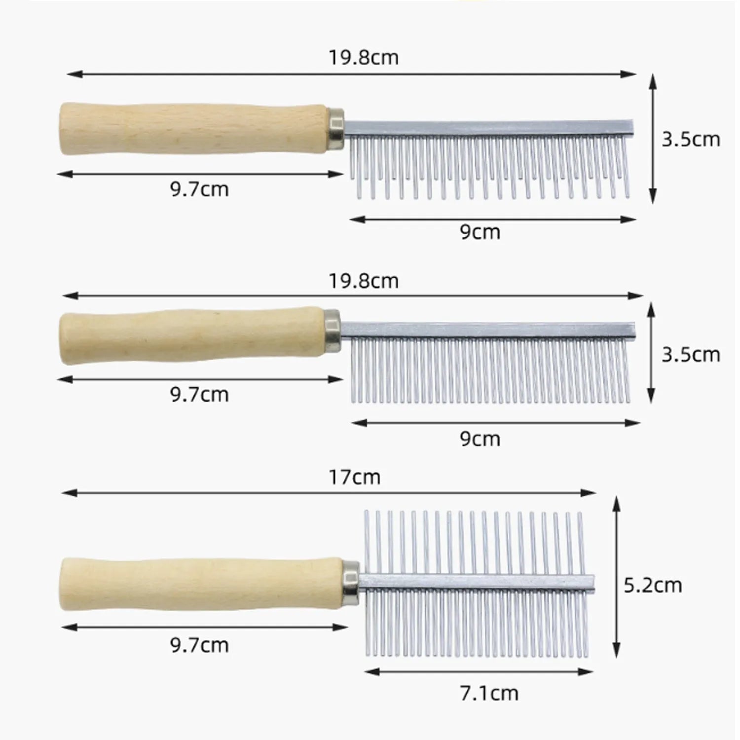 Wooden handle pet grooming comb with smooth round teeth for dogs and cats