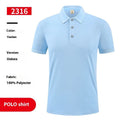 Ice silk short sleeve pullover polo shirt overalls on a hanger, showing the collar and logo-ready front.