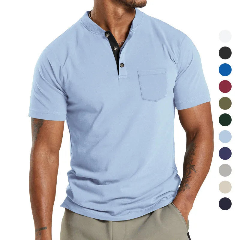 Men's plus size short sleeve button-down shirt in army green, shown on a hanger.