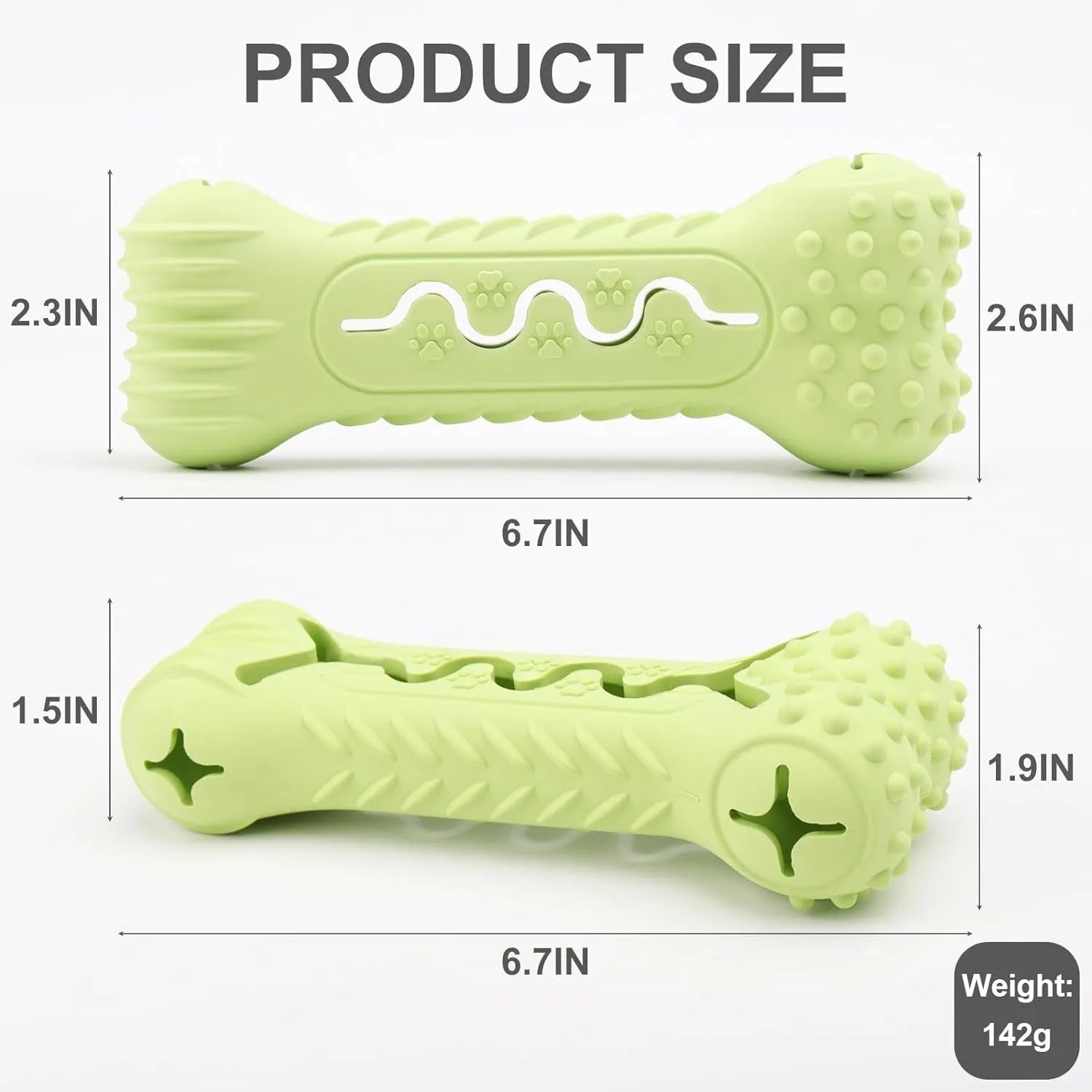 Natural rubber bone-shaped dog chew toy in blue, green, or orange for aggressive chewers and teeth cleaning