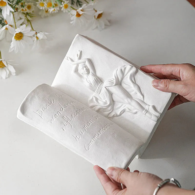 Ceramic decorative book stand with glazing surface in modern simple style
