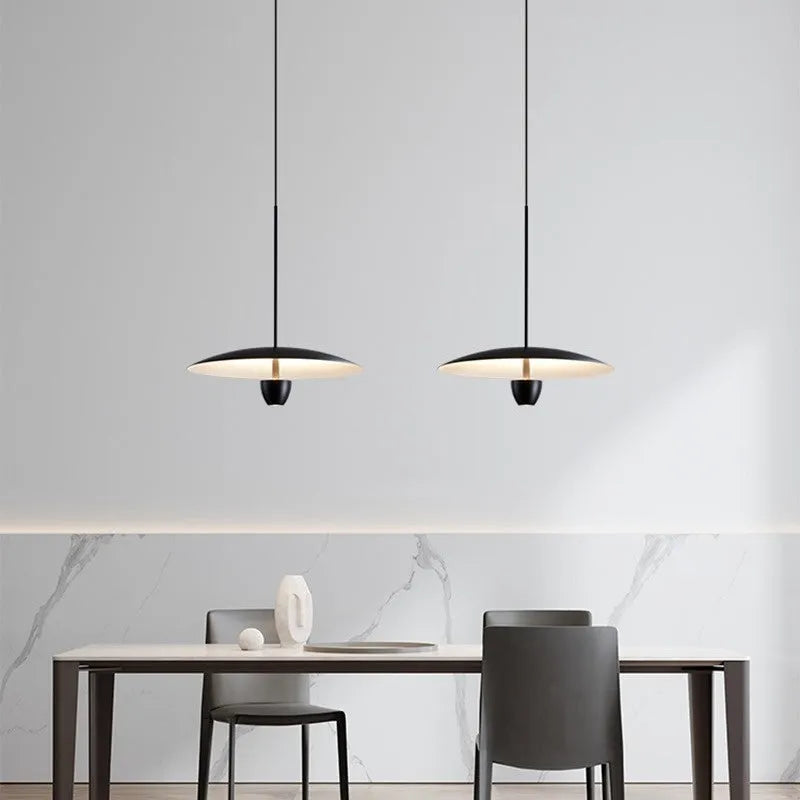 Black modern minimalist Nordic chandelier ceiling light fixture with 400mm diameter.