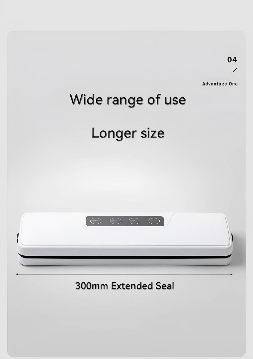 White automatic vacuum sealer machine for household food preservation on a kitchen counter.