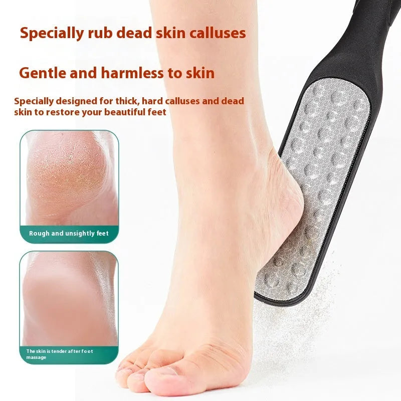 Foot grinder tool with stainless steel sandpaper filing surface and foot gear pads for callus removal