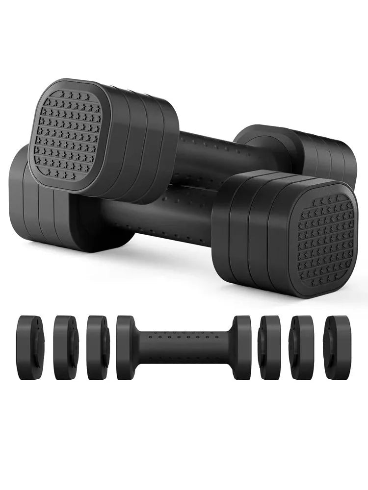 Detachable dumbbell set for women's fitness in pink, blue, black, or purple with ABS plastic construction
