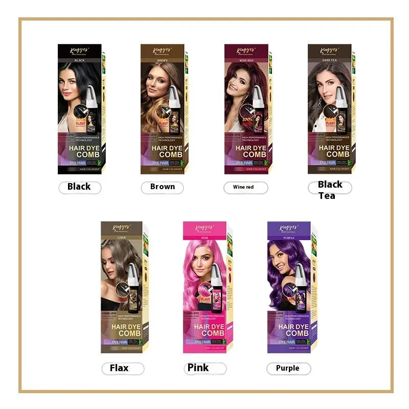 Box for 200ml ammonia-free permanent hair dye kit showing Brown, Wine Red, and Dark Brown colour options.