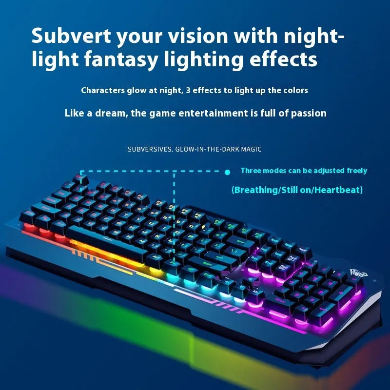 F3010 black and white mechanical keyboard and mouse bundle with gaming headset and colourful LED backlighting