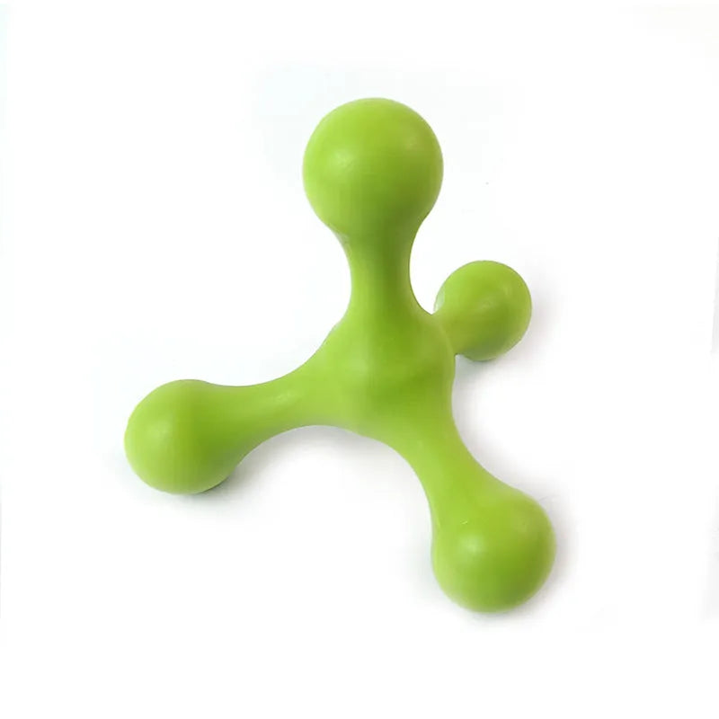 Blue silicone dog chew toy with three legs for small and medium puppies