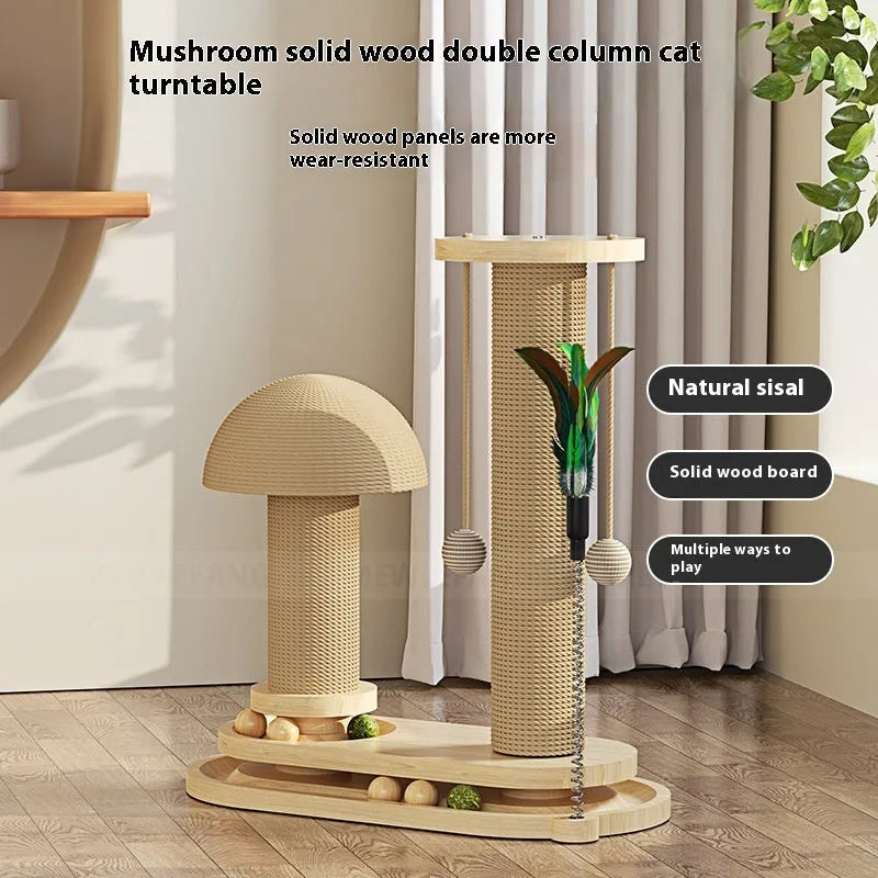 Solid wood cat turntable scratching post climbing frame furniture in multiple design options