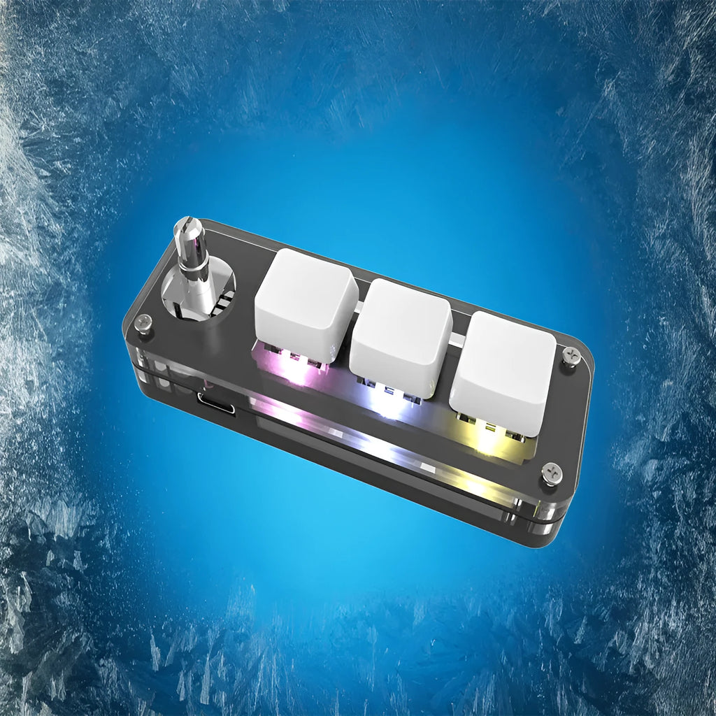 Custom mini keyboard with RGB backlighting and copy-paste buttons in black or white