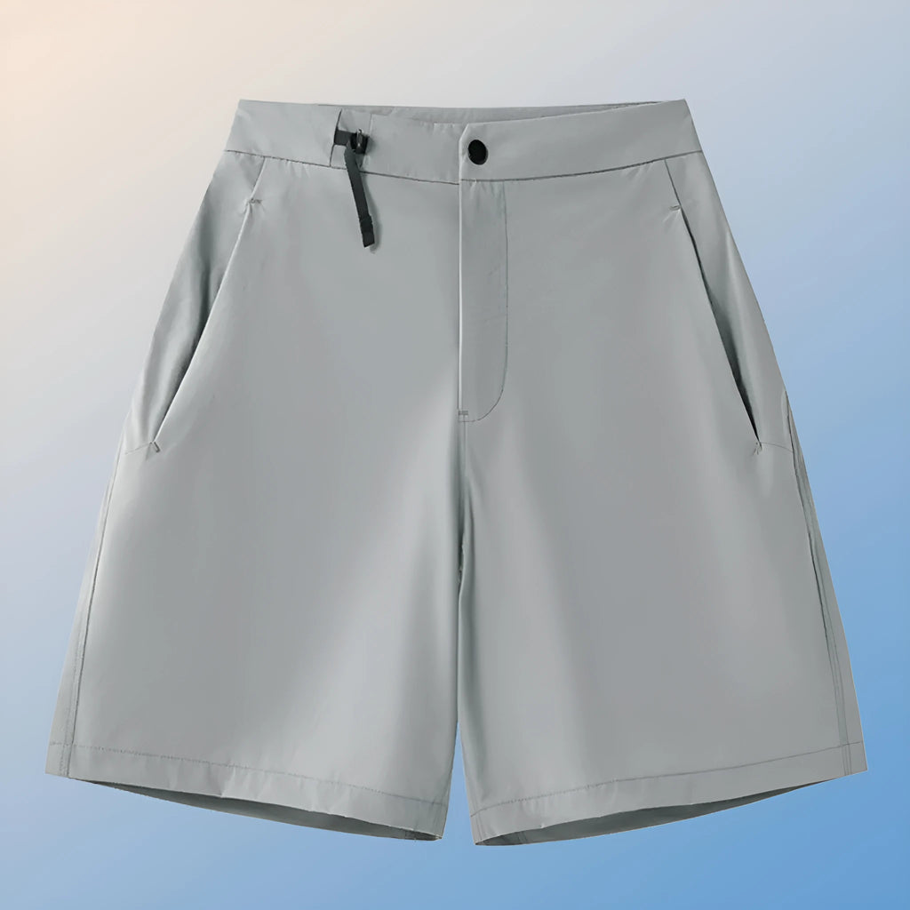 Men's solid colour quick-dry sports shorts with elastic waistband shown in Army Green