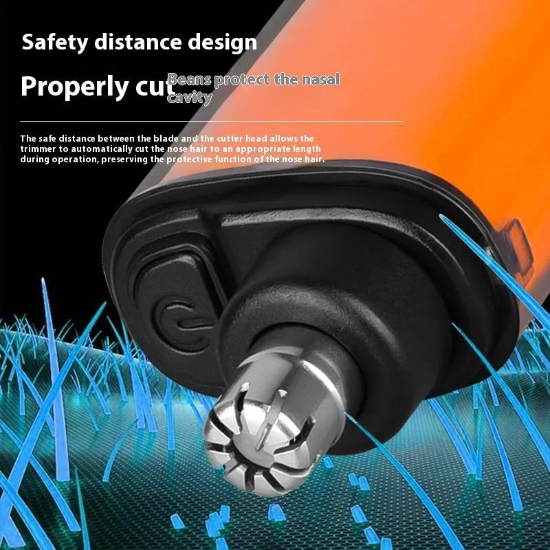 Rechargeable unisex nose hair cleaner with digital display and removable cutter head, ABS body, black colour option