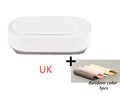 White portable ultrasonic cleaning machine with touch button and stainless steel tank.