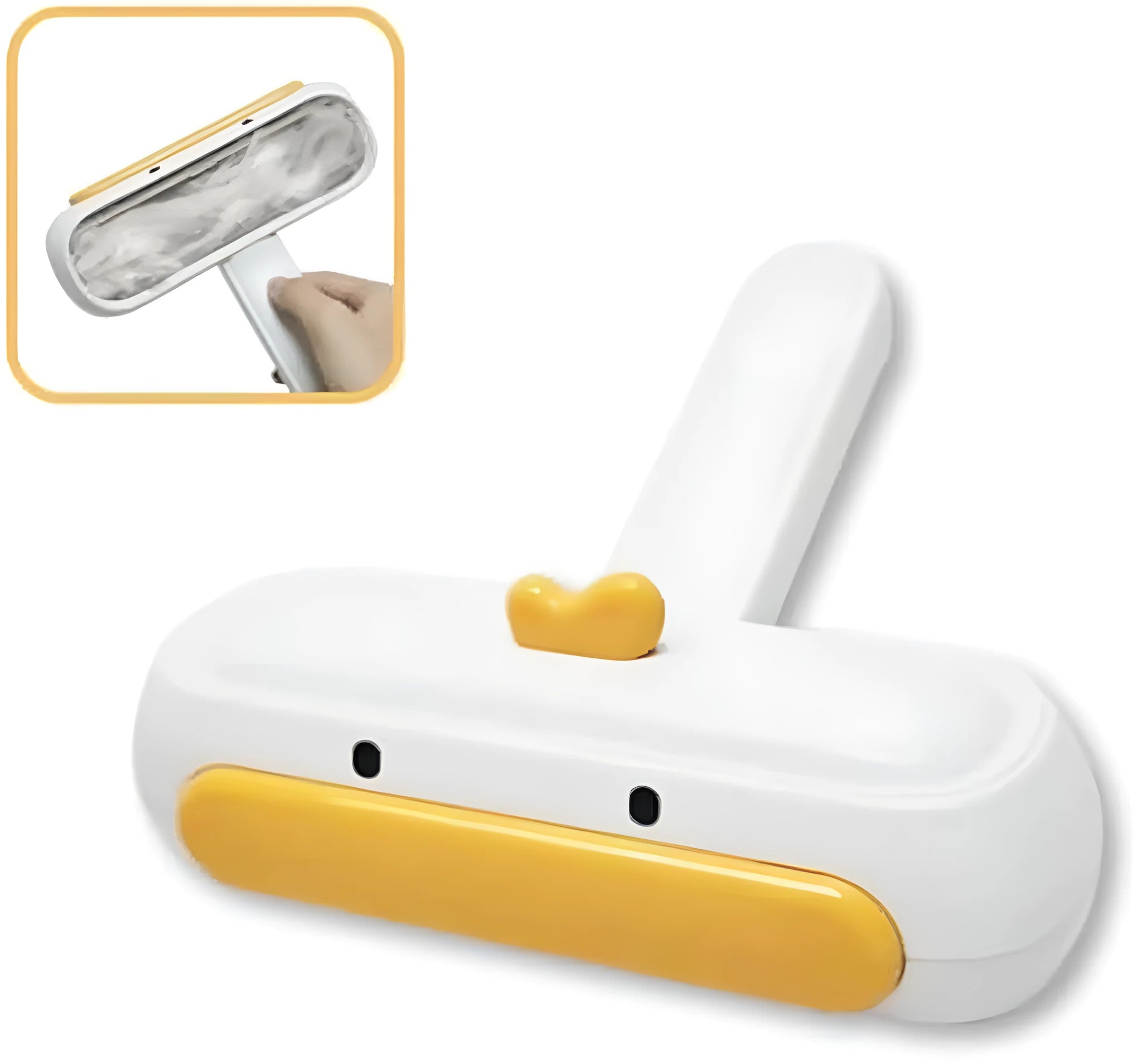 Portable pet hair remover with yellow duck cartoon design and polyester bristles