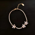 Gold-coloured geometric copper bracelet with quadrilateral zircon inlaid design for women