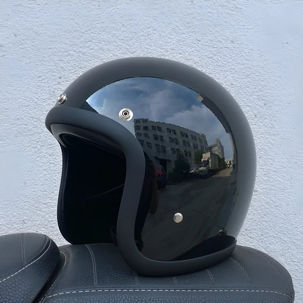 FRP retro-style half motorcycle helmet for electric bike commuting in multiple colour options