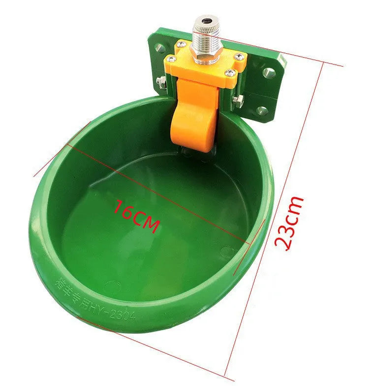 Green plastic automatic sheep drinking bowl with water nozzle for pigs and sheep