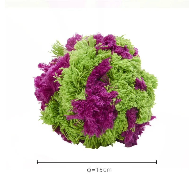 Purple plush dog chew ball 15cm diameter for interactive play and teething relief