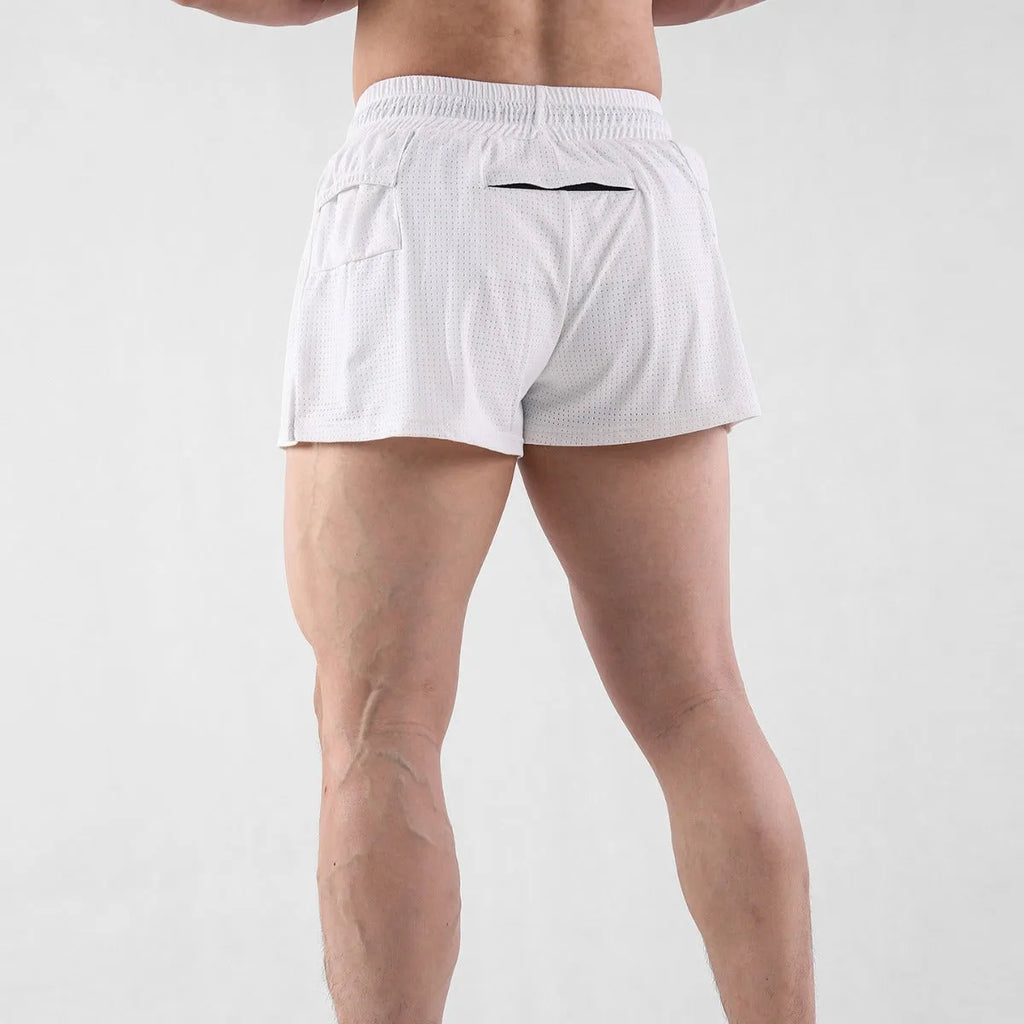 Men's black and white quick-drying nylon summer shorts for sports and casual wear