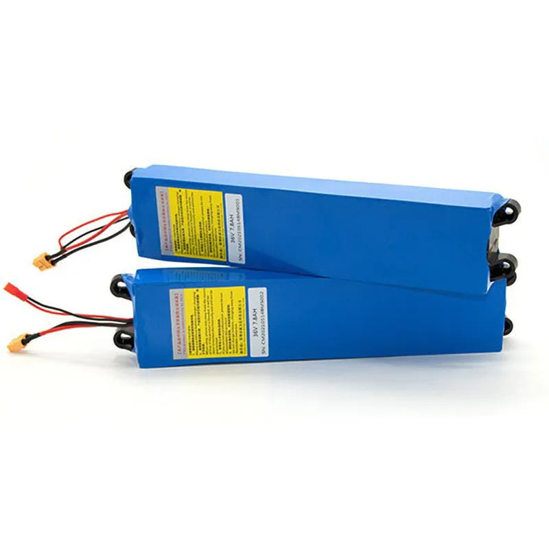 36V lithium battery pack for electric scooters showing three capacity options