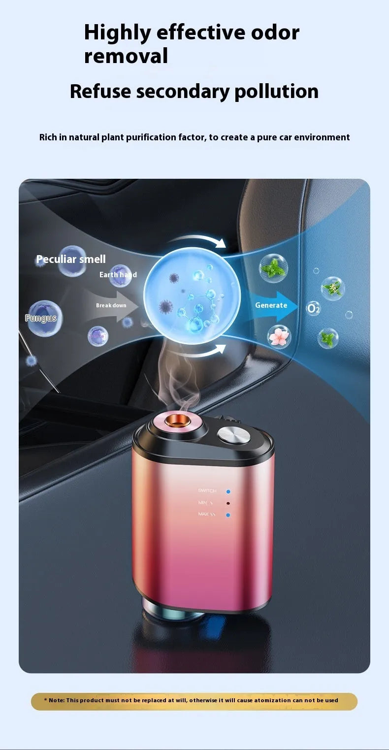Black car aromatherapy smart fragrance diffuser with ocean perfume bottle, PP PC aluminium alloy build