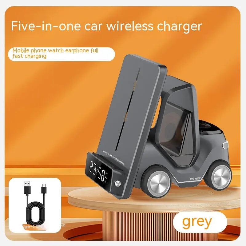 15W three-in-one wireless charging bracket in grey, white, yellow, or orange colours
