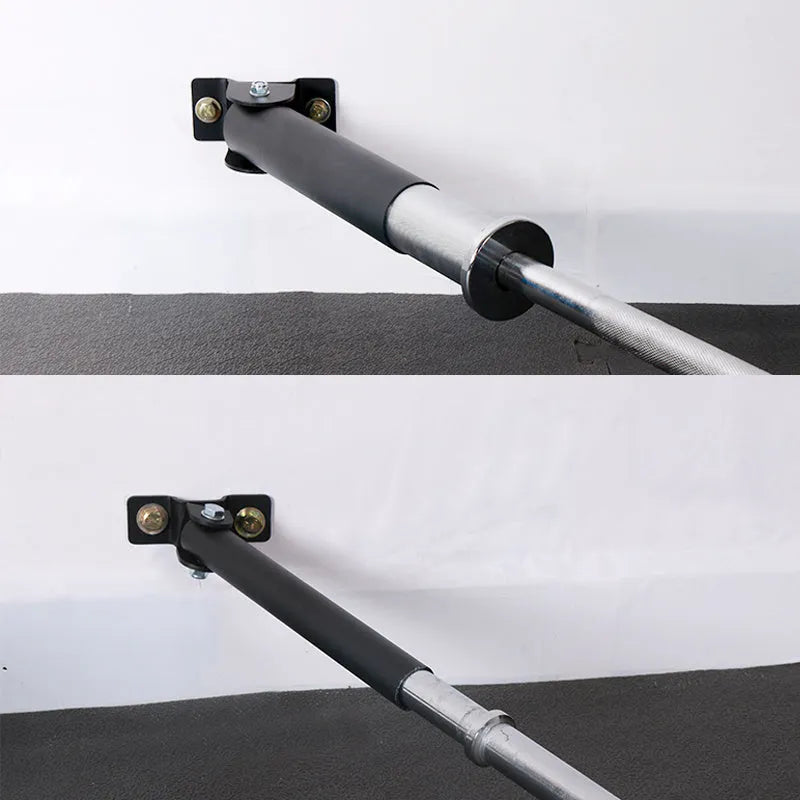Wall-mounted steel barbell rod rack with 25 tubes, includes expansion screws for installation