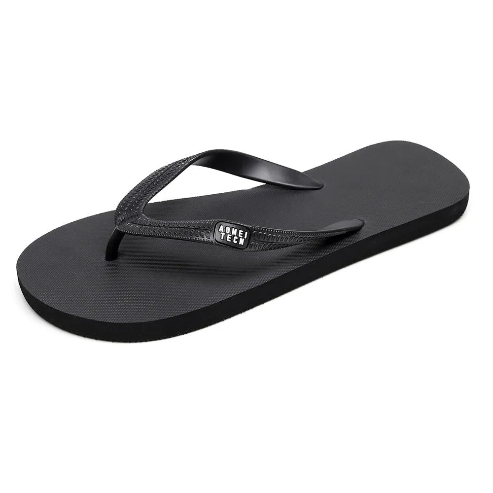 Men's non-slip rubber flip-flop beach slippers with EVA upper in gray, open-toe style