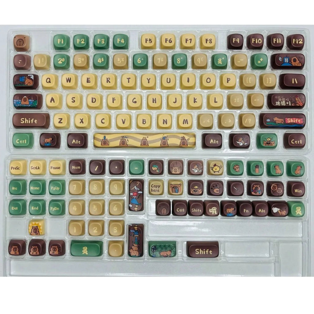 Capabala MOA Height PBT Girl profile 130-piece ABS mechanical keyboard keycap set with key puller.