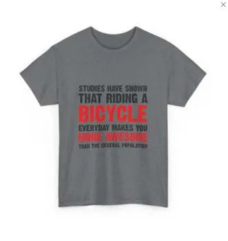 Grey women's short sleeve cotton t-shirt with a printed design, shown on a hanger.