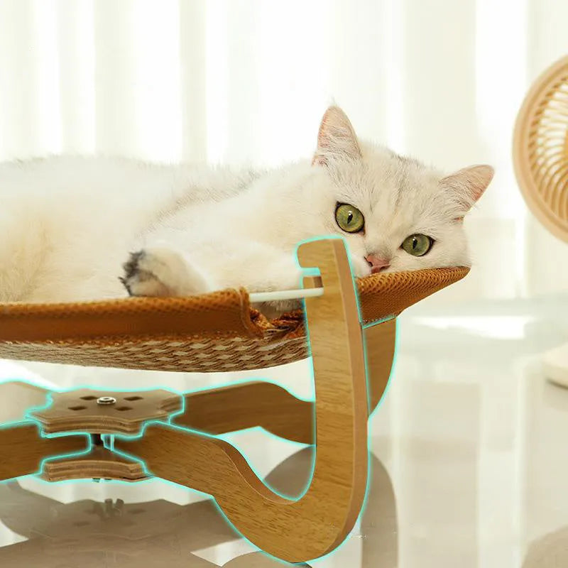 Brown woven rattan pet bed measuring 46 cm square with raised sides for cats and small dogs