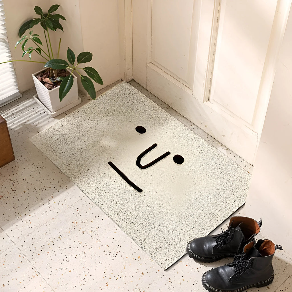 Cartoon Mr Big Nose geometric pattern PVC home floor mat in square shape